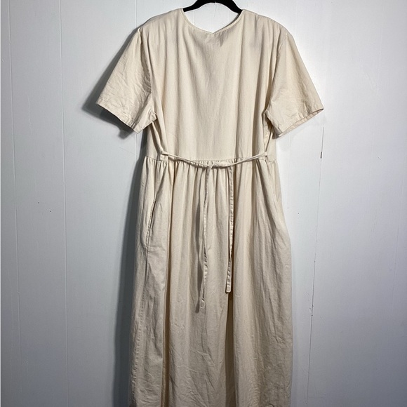 Cactus  California Vintage Short Sleeve Button Up Shoulder Pads Maxi Dress T39* - Picture 2 of 5